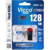 تصویر کارت حافظه microSDXC ویکومن مدل Final 633x سرعت 100MBs ظرفیت 128 گیگابایت به همراه مبدل میکرو به USB 