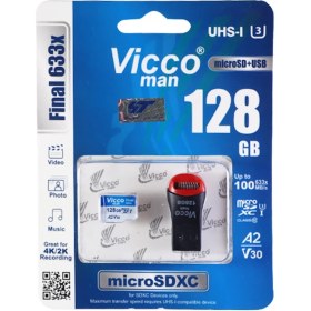 تصویر کارت حافظه microSDXC ویکومن مدل Final 633x سرعت 100MBs ظرفیت 128 گیگابایت به همراه مبدل میکرو به USB 