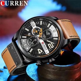 تصویر ساعت لاکچری کارن مردانه مدل ۸۳۹۳M - مشکی نارنجی CURREN men's luxury watch