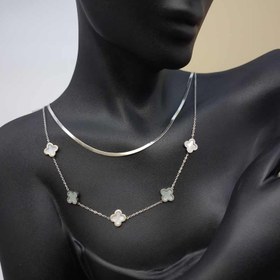 تصویر گردنبند دخترانه زنانه مدل ونکلیف دو لاین کد 200-1709 Van Cleef necklace