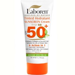 تصویر ضد آفتاب 6 کاره رنگی بژ طبیعی مناسب پوست چرب لابورن Natural beige 6-function sunscreen suitable for oily skin