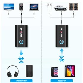 تصویر گیرنده فرستنده 2 در 1 بلوتوث 5.0 با 3.5 میلی متر AUX Stereo Dual-Link BTI-030 ELEGIANT 