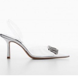 تصویر کفش وینیل پاشنه بلند زنانه نقره ای منگو 