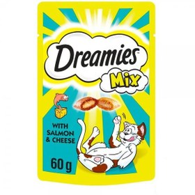 تصویر تشویقی گربه دریمیز طعم ماهی سالمون و Dreamies Treat With