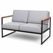 تصویر مبل دو نفره چوب و فلز دیبا سبک مینیمال مدرن برند اُرفیک 