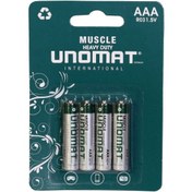 تصویر باتری نیم قلمی یونومات مدل Muscle Heavy بسته 4 عددی Unomat Muscle Heavy AAA battery pack of 4