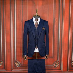 تصویر کت و شلوار و جلیقه دو رو مردانه سرمه ای بلوبلک کش ترک 