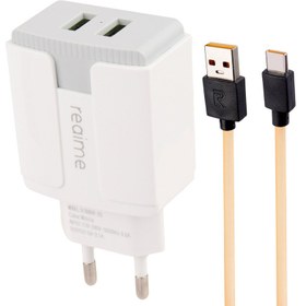 تصویر شارژر دیواری فست شارژ Realme R306HY-23 3.1A 15.5W + کابل تایپ سی Realme R306HY-23 3.1A 15.5W Wall Charger With Type-C Cable