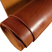 تصویر چرم زیره دباغی گیاهی قهوه ای براق 