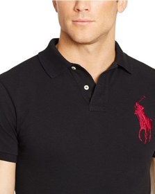 تصویر پولو شرت رالف لورن Ralph Lauren CUSTOM-FIT BIG PONY POLO BLACK/RL2000 RED 