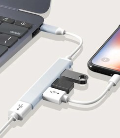 تصویر هاب 4 پورت USB-C مدل 9701 Hub 4 USB-C ports model 9701