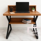 تصویر میز کامپیوتر چوبی فلزی باکس دار 