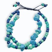 تصویر دستبند دوتایی زمین فیروزه ای 