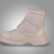 تصویر نیم بوت زنانه بندکشی کاپشنی کرم کد 523 