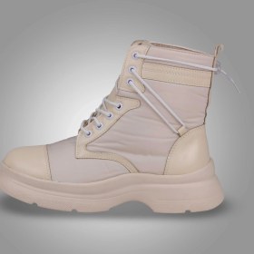 تصویر نیم بوت زنانه بندکشی کاپشنی کرم کد 523 