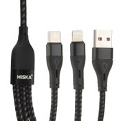 تصویر کابل تبدیل USB به MicroUSB / USB-C / لایتنینگ هیسکا مدل LX-33 طول 1.2 متر 