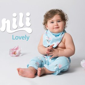 تصویر شلوار دخترانه گل دار Lovely آبی نیلی Nili baby Pants code:08643