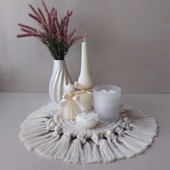 تصویر ست دکوری جلو مبلی با رانر مکرومه بافی مدل عروس 