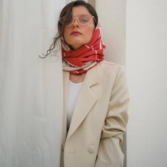 تصویر روسری نغمه سرخ - ابریشم تویل / قواره 90 naghme scarf-red
