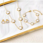 تصویر گردنبند استیل ونکلیف رنگ طلایی و سفید 