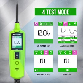 تصویر تستر سیستم مدار الکتریکی خودرو MR Cartool B530 12-24V با 10 متر کابل کششی برای سیستم های الکتریکی موتور سیکلت و ماشین های سبک و سنگین 