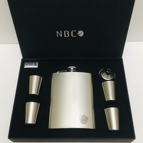 تصویر قمقمه جیبی چهار شات استیل با مدل اثر انگشت 