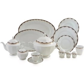 تصویر سرویس چینی زرین 12 نفره کامل النور (103 پارچه) Zarin Iran Neoclassic Elnor 103 Pieces FDC Dinnerware Set