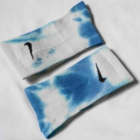 تصویر جوراب نایک پنبه ای تای دای آبی روشن Light Blue Tie Dye Sock