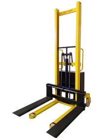 تصویر استاکر برقی ظرفیت ۳ تن حداکثر ارتفاع ۲متر Electric stacker with a capacity of 3 tons and a maximum height of 2 meters