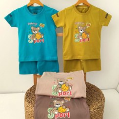 تصویر ست تیشرت شلوارک بچگانه مایکل خرسی (ایراد جزیی) کد 8365 