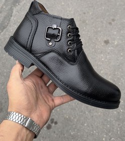تصویر نیم بوت مردانه مدل مادرید بند و زیپ طرح الوادور-کد 1722 
