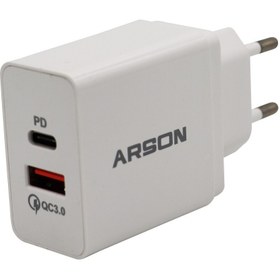 تصویر آداپتور شارژ 2 پورت فست 18W PD QC3.0 Arson AN-PC3 