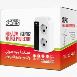 تصویر محافظ برق پریزی صوتی تصویری گرین لاین GREEN Line GLP102 - مجهز به پایه نگهدانده تلفن همراه / 24 ماه / محافظ دو راهی برق پریزی مخصوص کامپیوتر و سیستم های صوتی تصویری Audio visual lightning protection