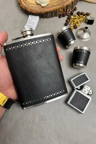 تصویر ست فندکدار چرم مشکی 