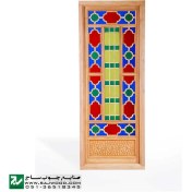 تصویر پنجره سنتی قواره بری اُرُسی چوبی با شیشه های رنگی صنایع چوب ساج مدل W204 