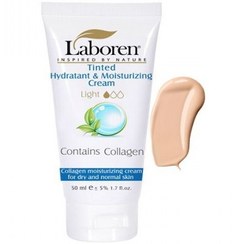 تصویر کرم مرطوب کننده رنگی لابورن حاوی کلاژن مناسب پوست خشک و نرمال laboren hydratant and moisturizing tinted cream for normal to dry skin 50ml