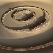 تصویر نیمست طوق جواهری مروارید درشت 