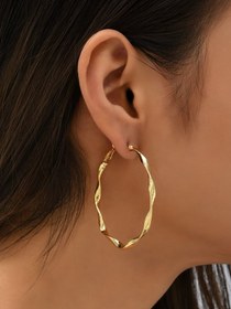 تصویر گوشواره حلقه ای زنانه طلایی استیل کدE126 