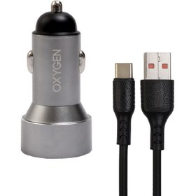 تصویر شارژر فندکی 18 وات اکسیژن مدل AC-09 به همراه کابل تبدیل USB-C 