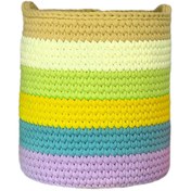 تصویر سبد قلاب بافی تریکو طرح رنگارنگ کد 025 