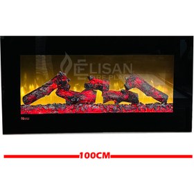 تصویر شومینه برقی 50*100 باهیزم سه بعدی الیسان - تک رنگ / گرمایشی Elisan fireplace 100*50 3D