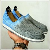 تصویر گیوه مردانه طوسی آبی زیره سه لایه میکروآلن 