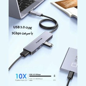 تصویر هاب پنج پورت USB لنشن مدل HE32 Lention USB 5 in 1 Hub Adapter HE32