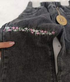 تصویر شلوار بگ دخترانه جین گلدوزی - سایز 