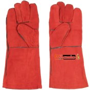 تصویر دستکش چرمی جوشکاری ۳۵ سانتی قرمز 