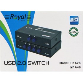 تصویر هاب سوئیچ 4 پورت پرینتر رویال مدل 1A4B Hub switch 4 port printer royal model 1A4B