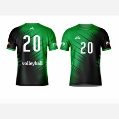 تصویر لباس والیبال پارچه سوزنی درجه یک رنگ سبز و مشکی 