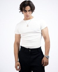 تصویر تیشرت مردانه فیت شرت کبریتی سفید 