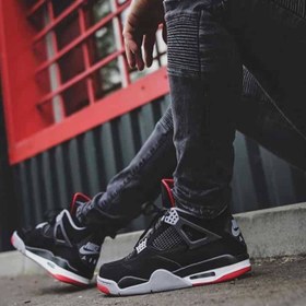 تصویر نایک ایر جردن 4 رترو سفید مشکی ست Nike Air Jordan 4 Retro 