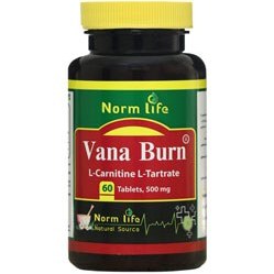 تصویر قرص ال کارنیتین 500 میلی گرم وانا برن نورم لایف 60 عددی Vana Burn 500 mg Norm life 60 Tablets